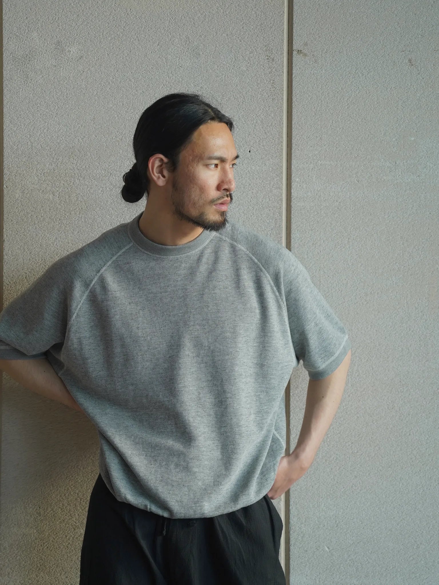 COMOLI Gray Fleece Short Sleeve Crew GRAY | CASANOVA&CO Online Store