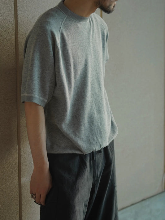 COMOLI | グレー裏毛 半袖クルー GRAY