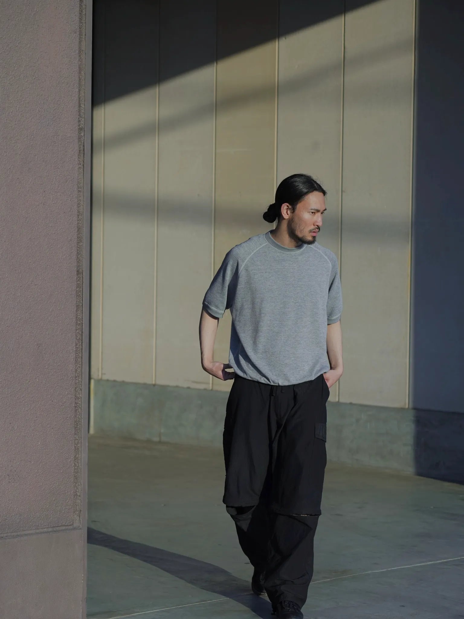 COMOLI Gray Fleece Short Sleeve Crew GRAY | CASANOVA&CO Online Store
