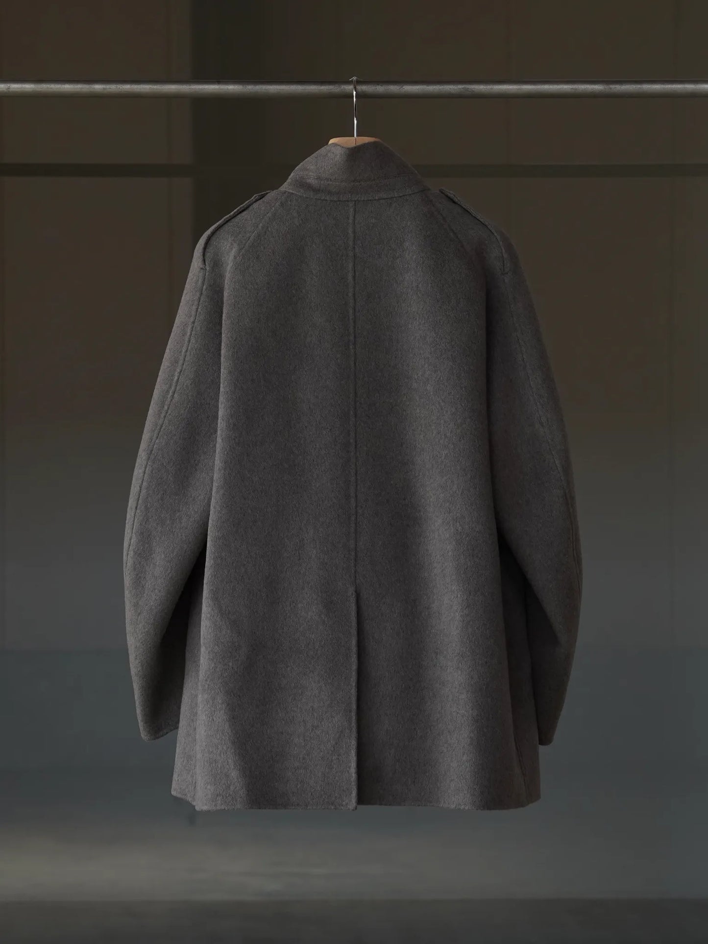 irenisa-epaulet-stand-collar-half-coat-mocha-gray-2