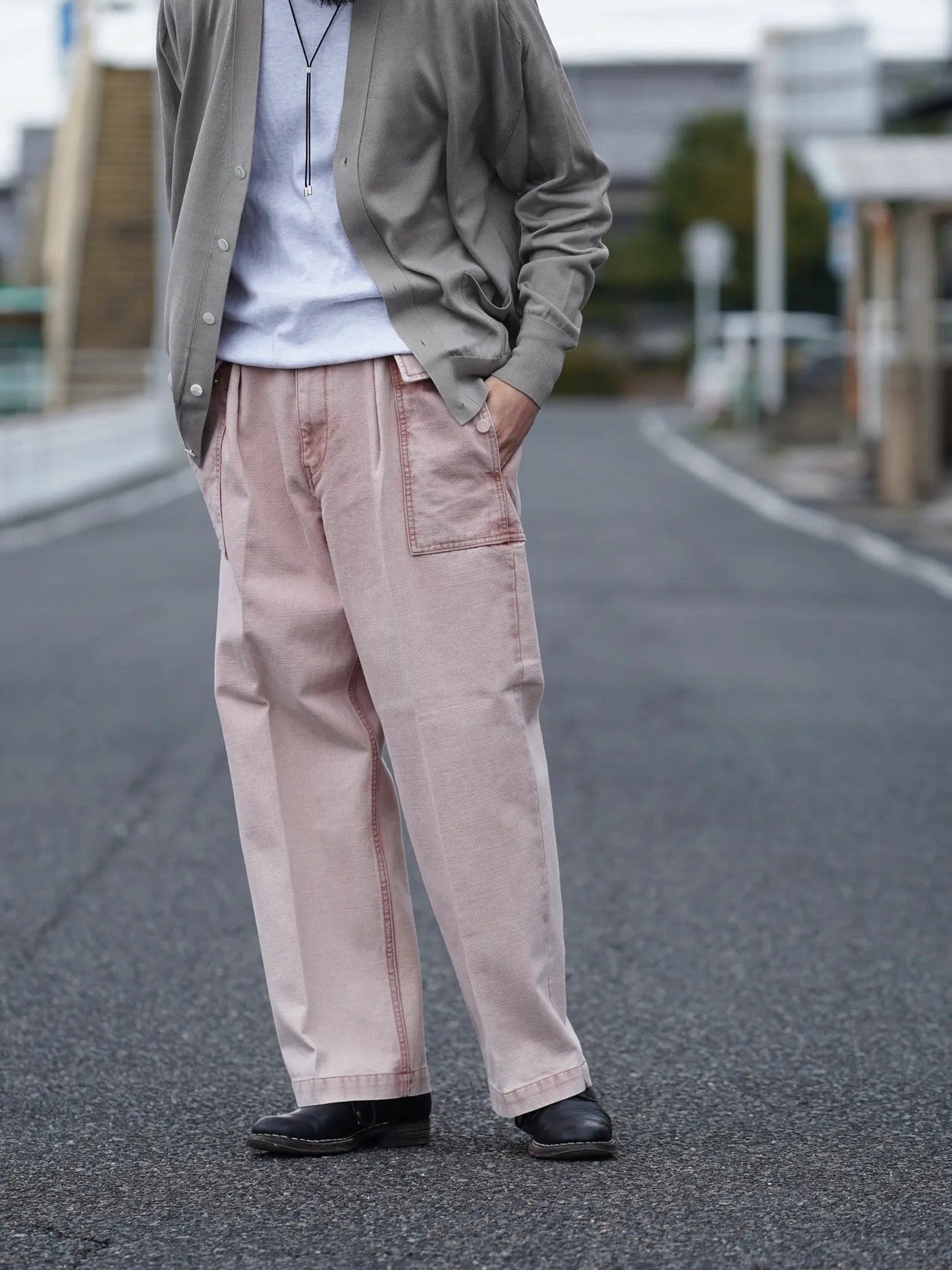 SARTO | [SULFUR DYING HEAVY CANVAS] CARGO PANTS WASHED L.PINK