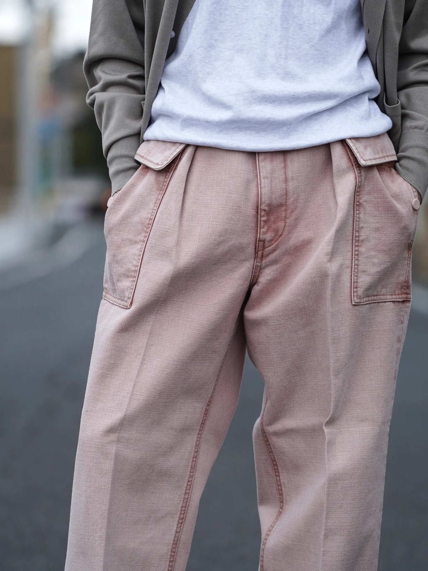 SARTO | [SULFUR DYING HEAVY CANVAS] CARGO PANTS WASHED L.PINK