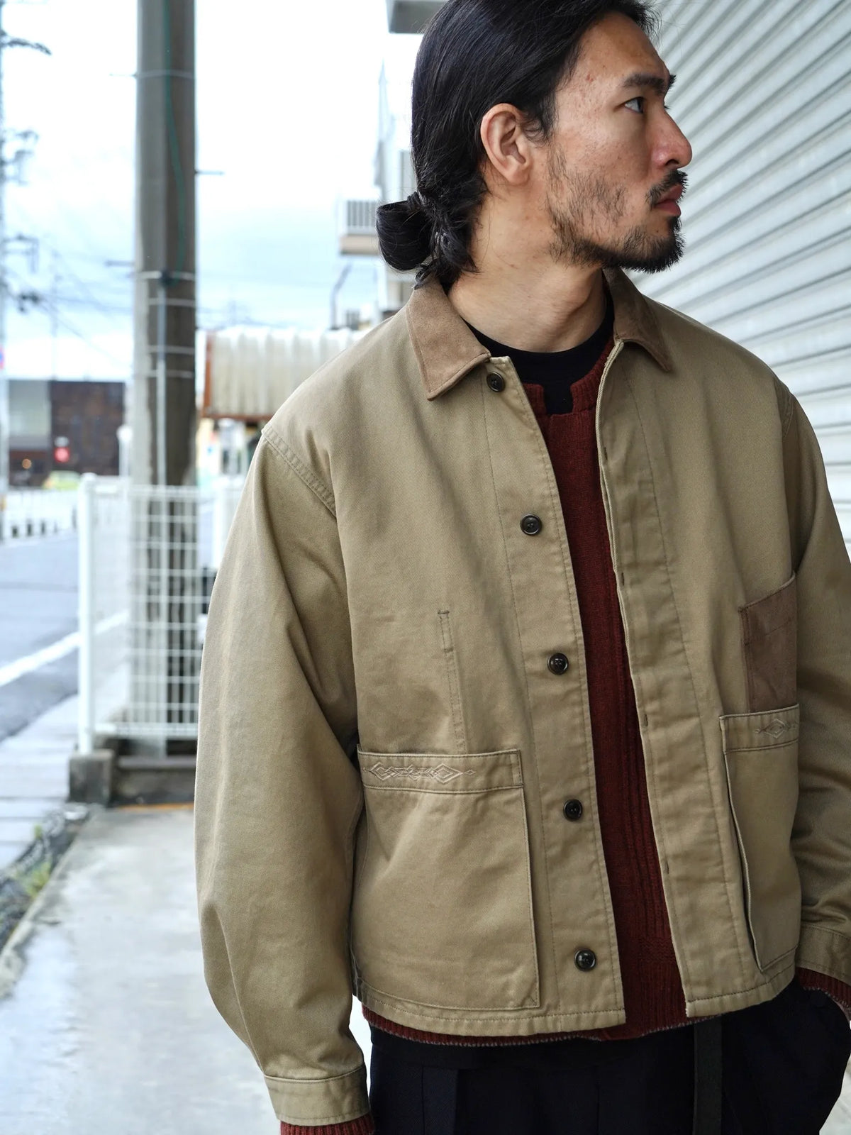 sarto-heavy-cotton-twill-short-coverall-jacket-dark-tan-3
