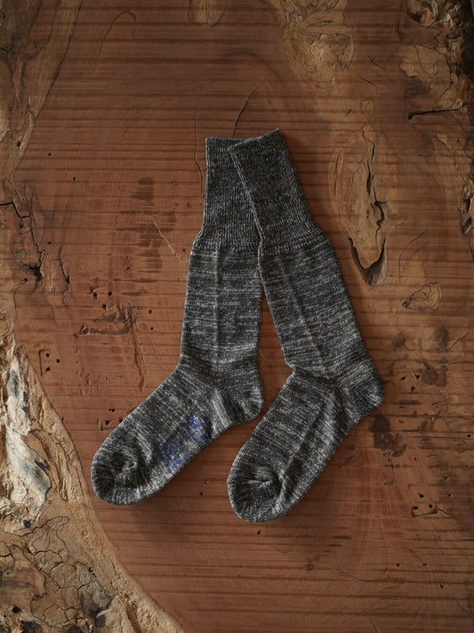 OLDE HOMESTEADER YOUTH | TWEEDISH JERSEY CREW SOCKS BLACK×ECRU-02