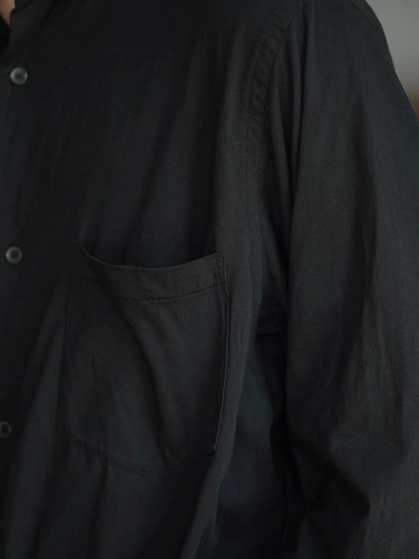 COMOLI | THINコットン コモリシャツ BLACK