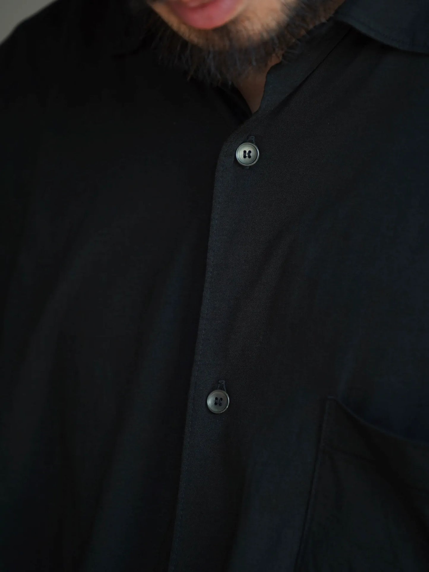 COMOLI | THINコットン コモリシャツ BLACK