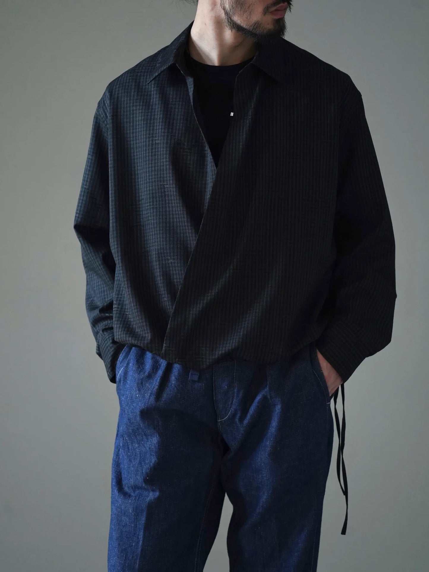 nonnotte | Draping Overlap Shirt Trace Bird Plaid