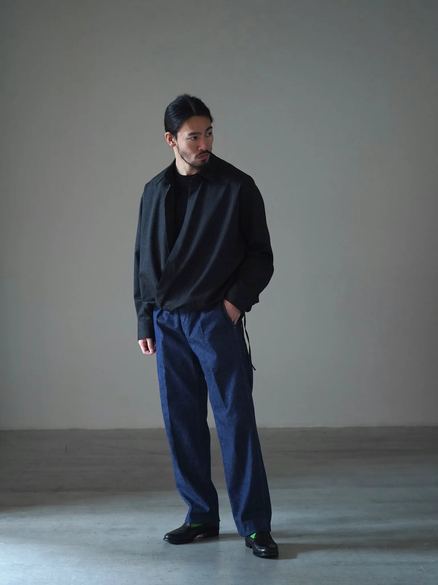 nonnotte | Draping Overlap Shirt Trace Bird Plaid