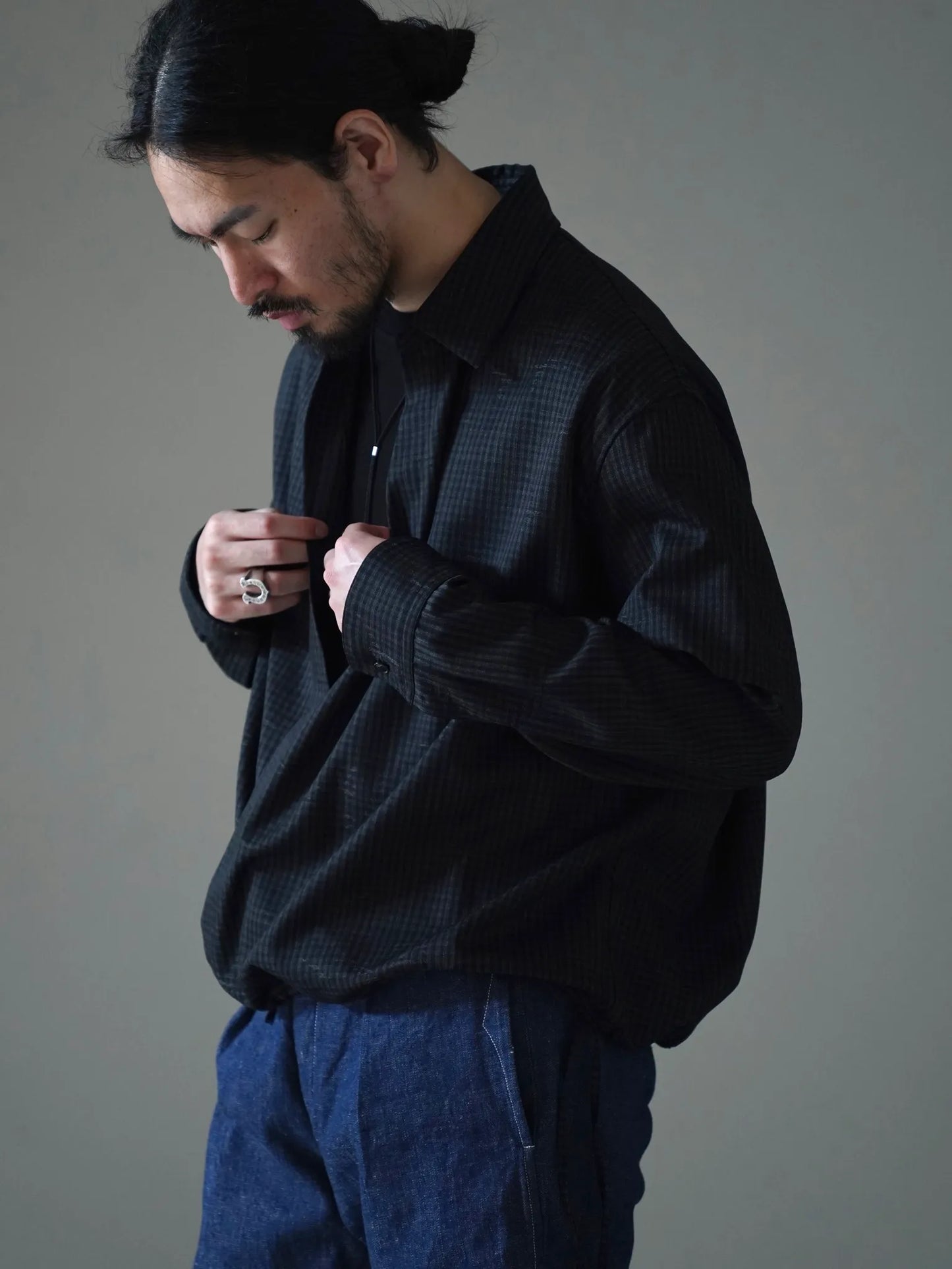 nonnotte | Draping Overlap Shirt Trace Bird Plaid