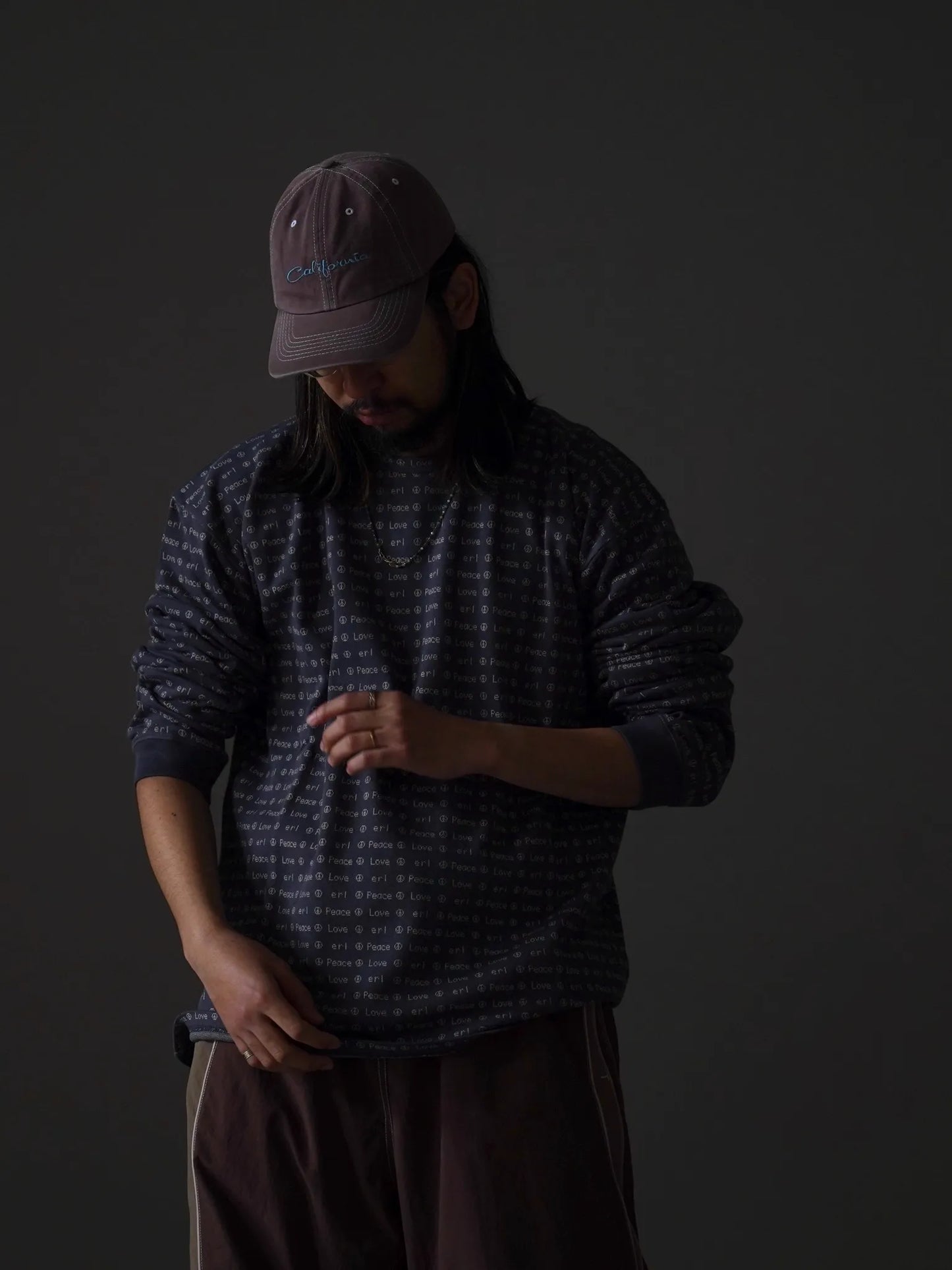 ERL | JACQUARD LONG SLEEVE TEE BROWN