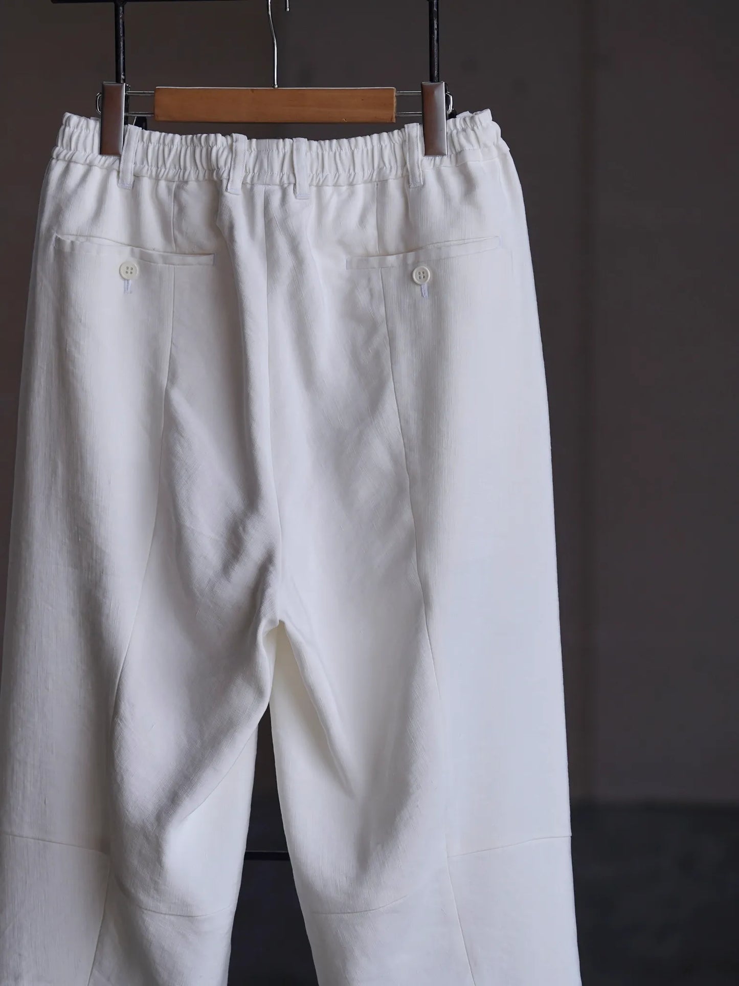 Yamauchi | Vintage Silk-Linen One-Cut Easy Pants off white
