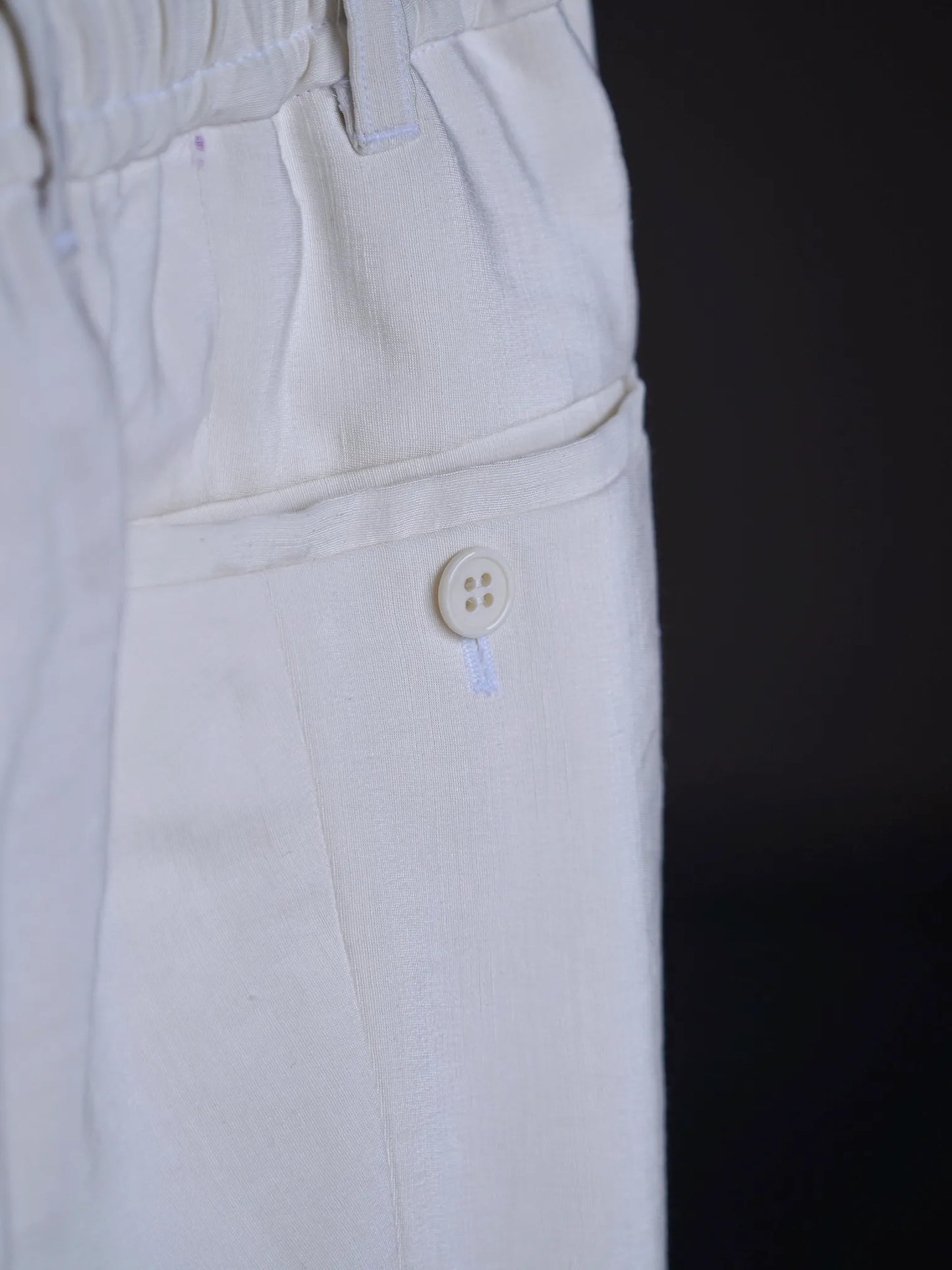 Yamauchi | Vintage Silk-Linen One-Cut Easy Pants off white