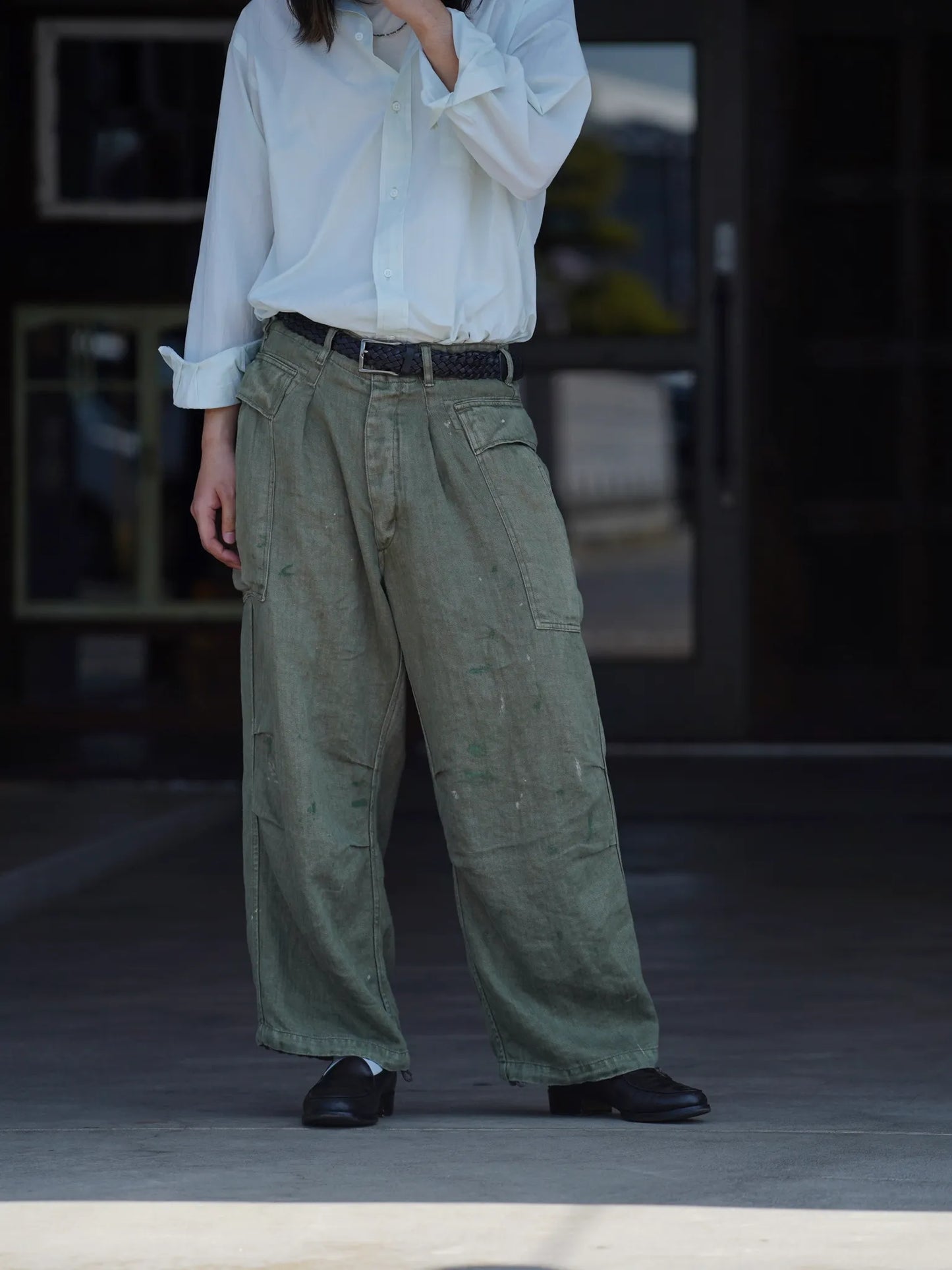 HERILL | HBT Linen Cargopants Olivedrab
