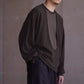 nonnotte | Drape U Pullover with Cuff Sleeve Khaki