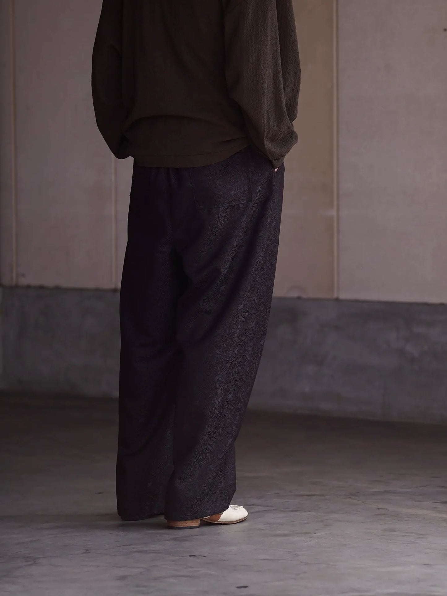 nonnotte | 2-Tuck Draw Cord Wide Trousers Smoke Berry