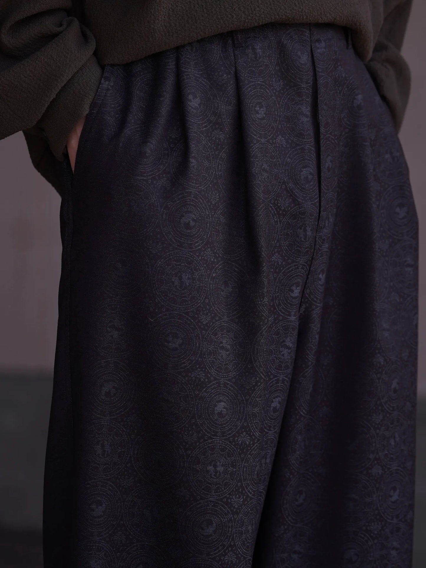 nonnotte | 2-Tuck Draw Cord Wide Trousers Smoke Berry