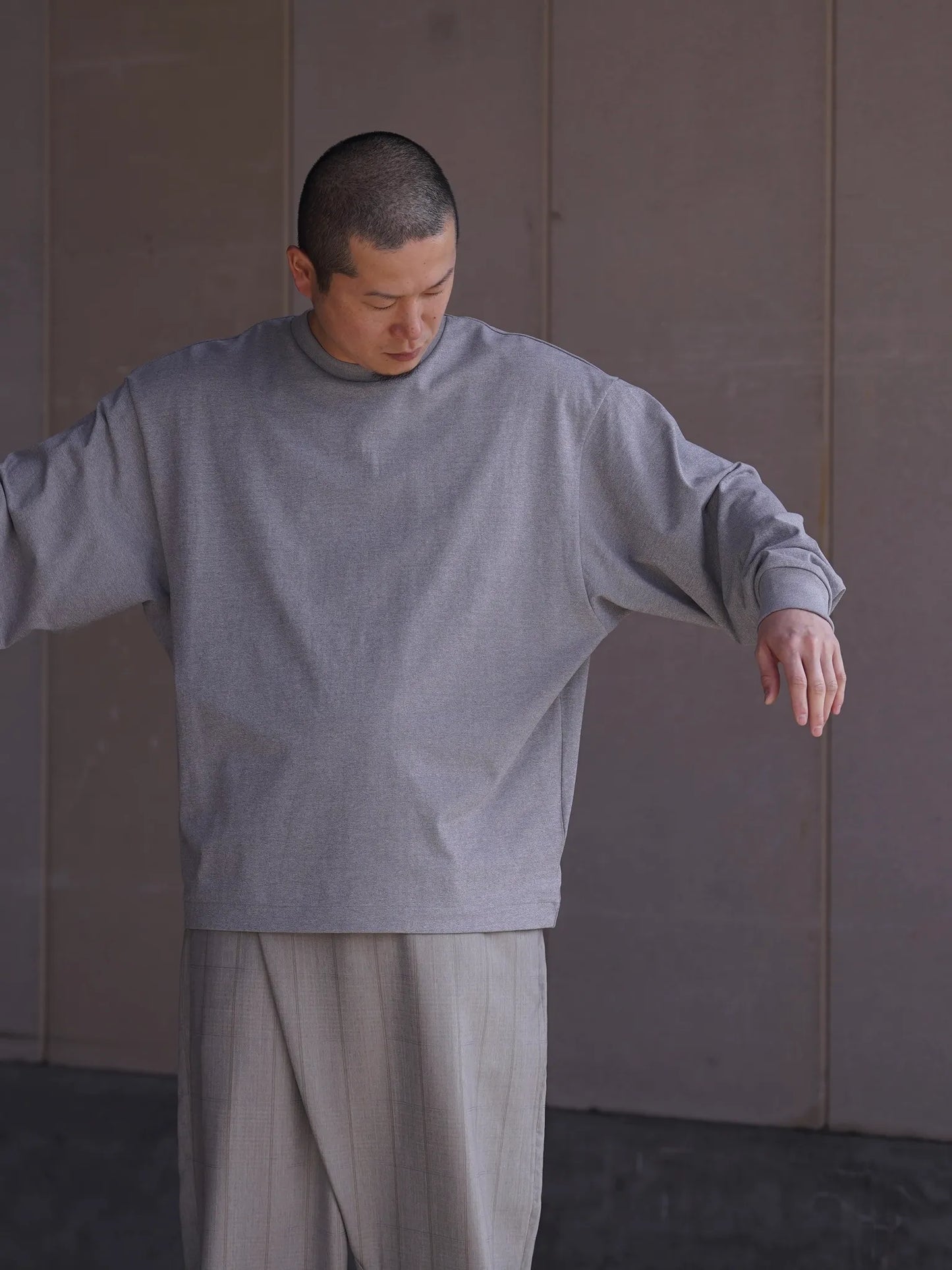 nonnotte | New Tapered Oversized Long Sleeve Heather Ash