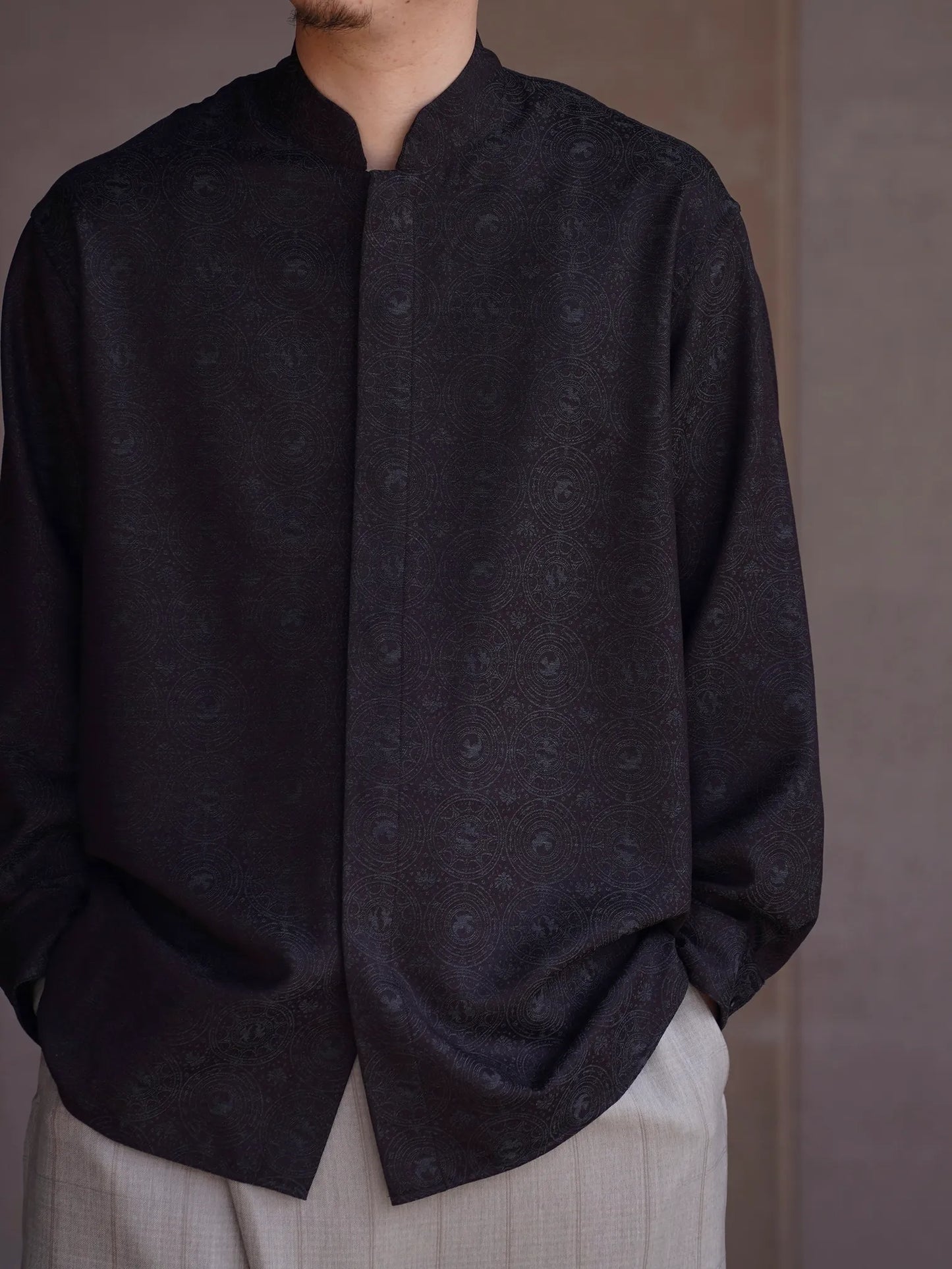 nonnotte | Round Tailor Oversized Shirt Smoke Berry