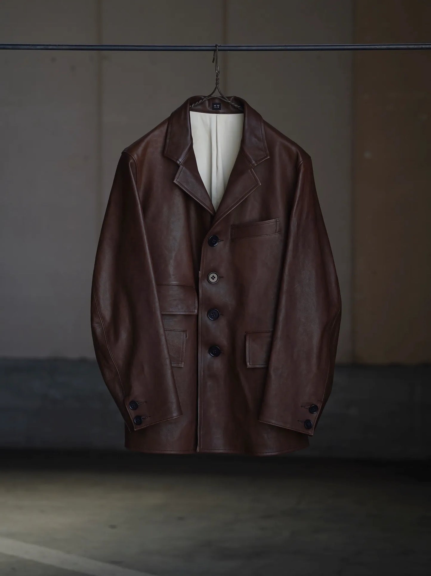 T.T | Lot.803 SACK LEATHER COAT Mud Dyed Brown
