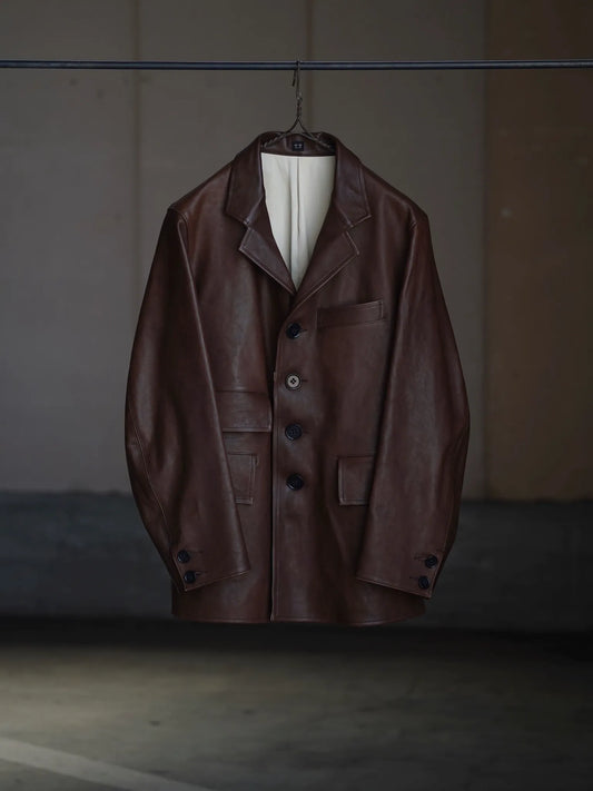 T.T | Lot.803 SACK LEATHER COAT Mud Dyed Brown