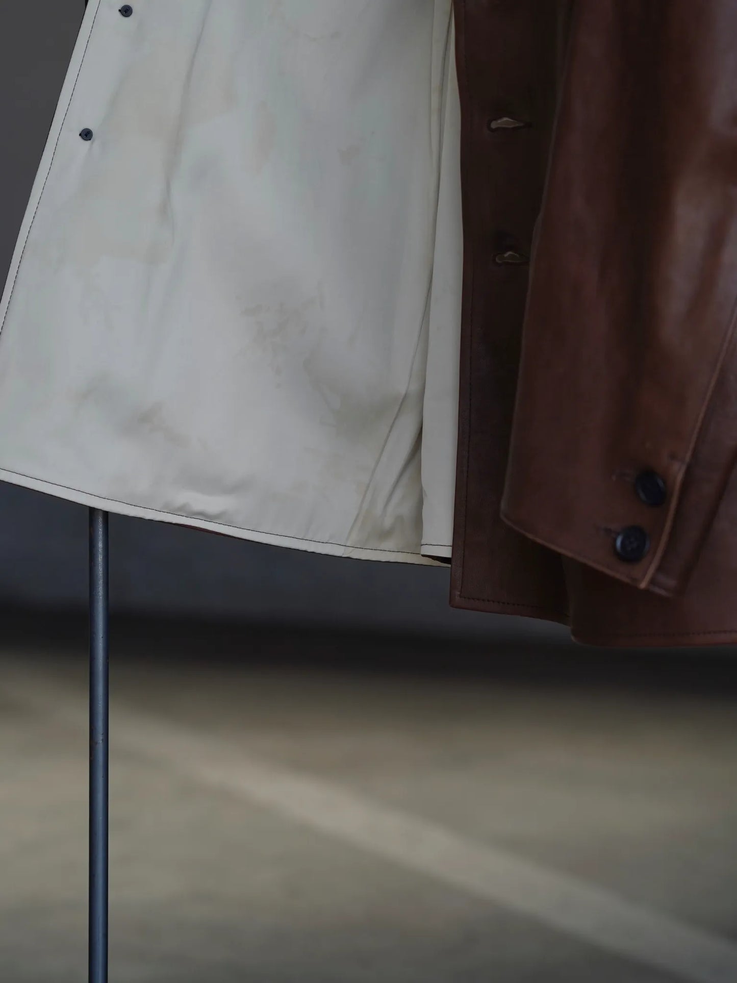 T.T | Lot.803 SACK LEATHER COAT Mud Dyed Brown