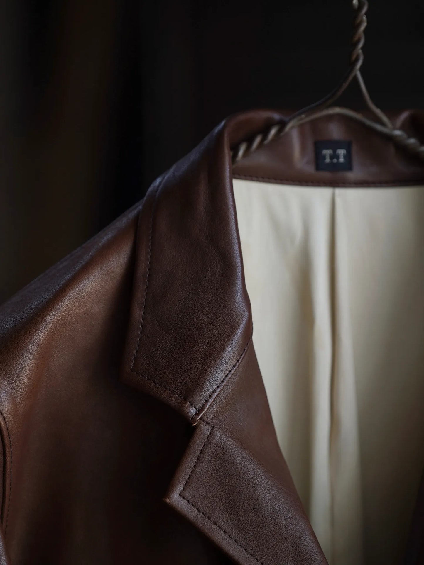 T.T | Lot.803 SACK LEATHER COAT Mud Dyed Brown