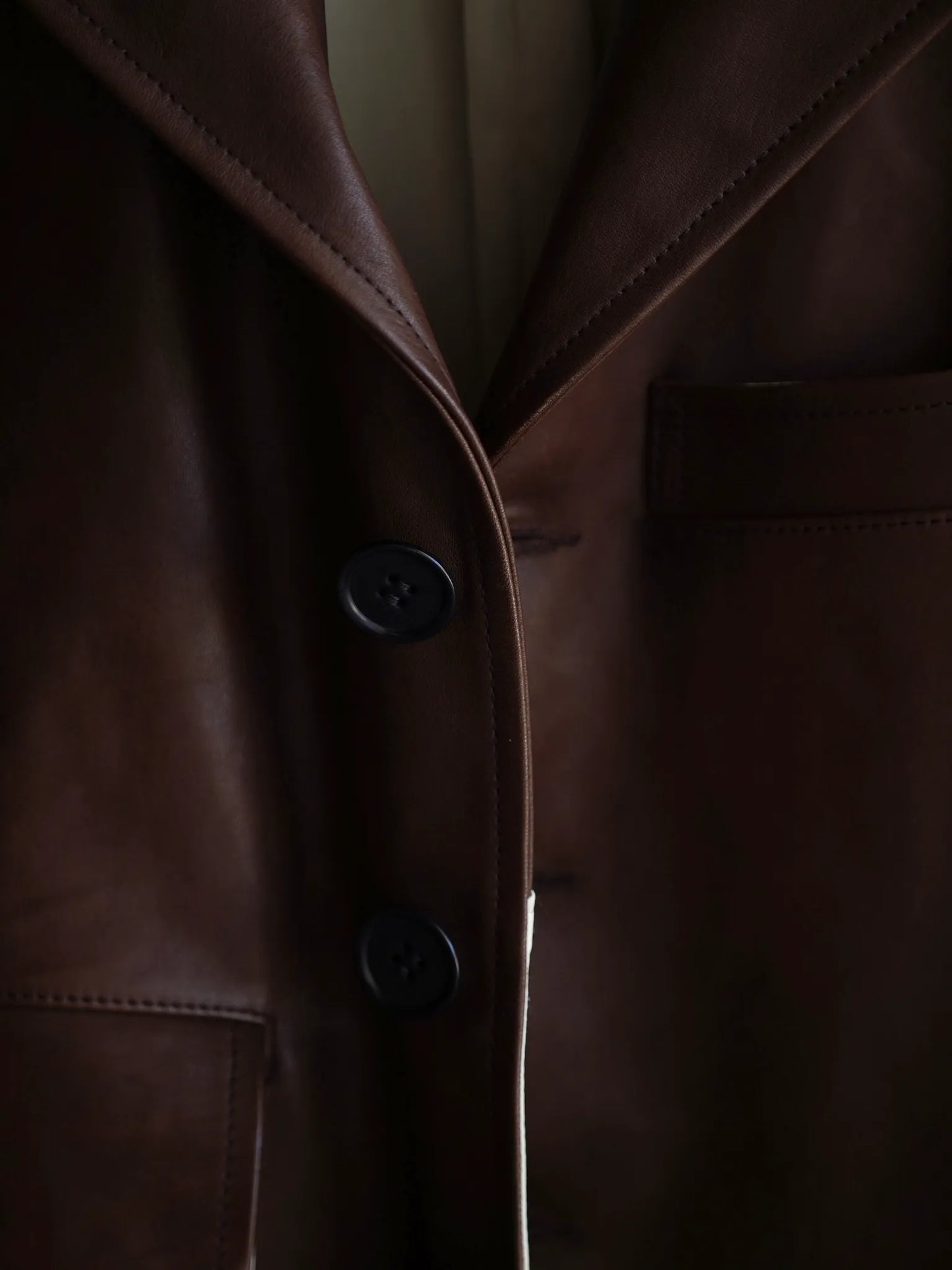 T.T | Lot.803 SACK LEATHER COAT Mud Dyed Brown