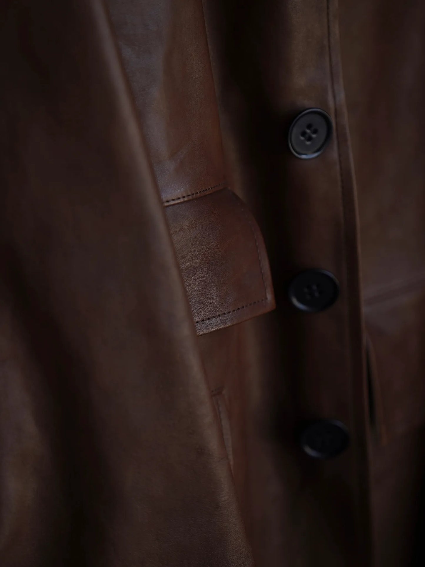 T.T | Lot.803 SACK LEATHER COAT Mud Dyed Brown