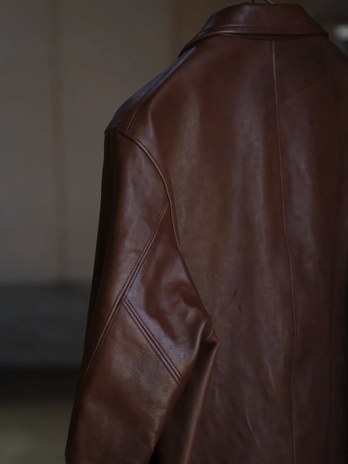 T.T | Lot.803 SACK LEATHER COAT Mud Dyed Brown