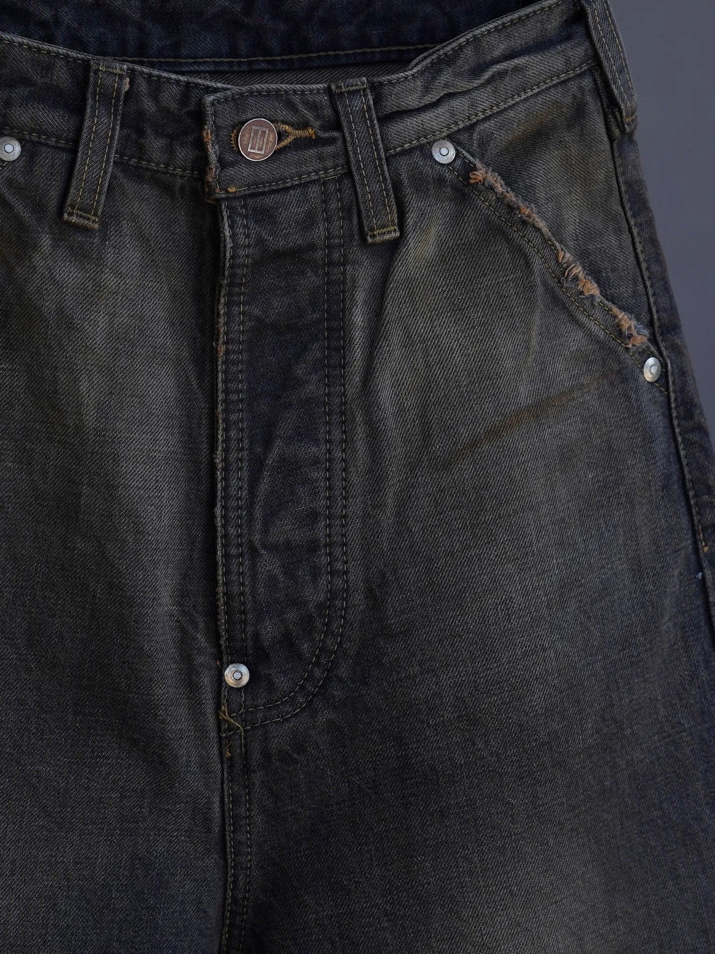 daisuke tanabe | coffee black denim trousers_dstryd destroyed