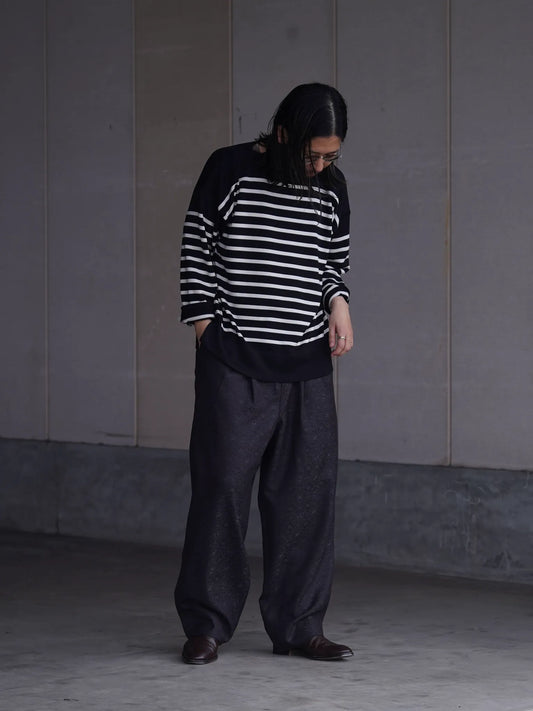 Olde H & Daughter | SILK HEAVY WEIGHT PLAIN STITCHES KNITTING P/O BLACK × IVORY