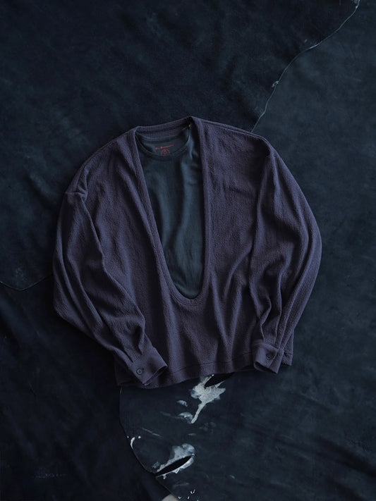 nonnotte | Drape U Pullover with Cuff Sleeve Inkshade