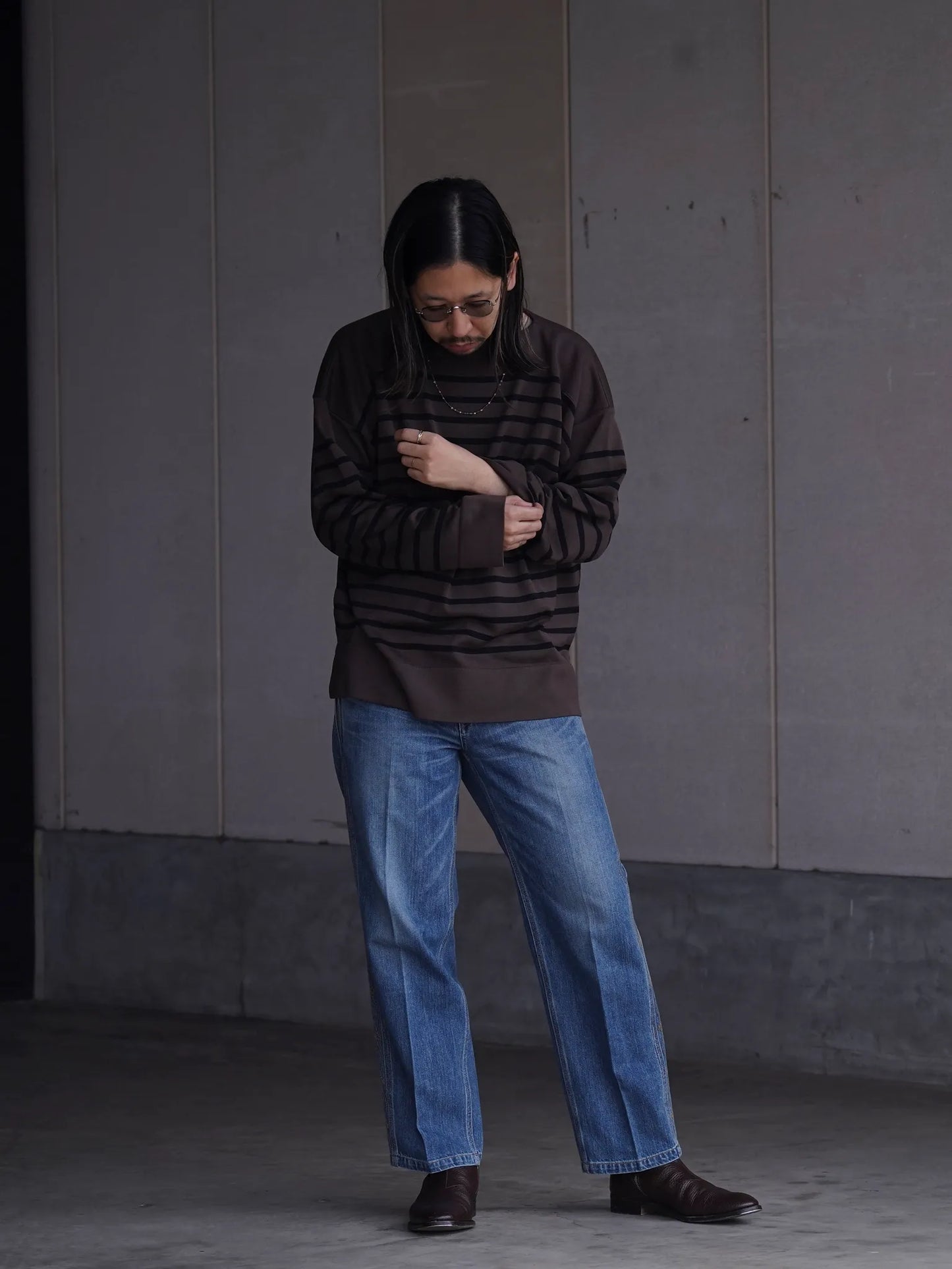 Olde H & Daughter | SILK HEAVY WEIGHT PLAIN STITCHES KNITTING P/O BROWN × BLACK