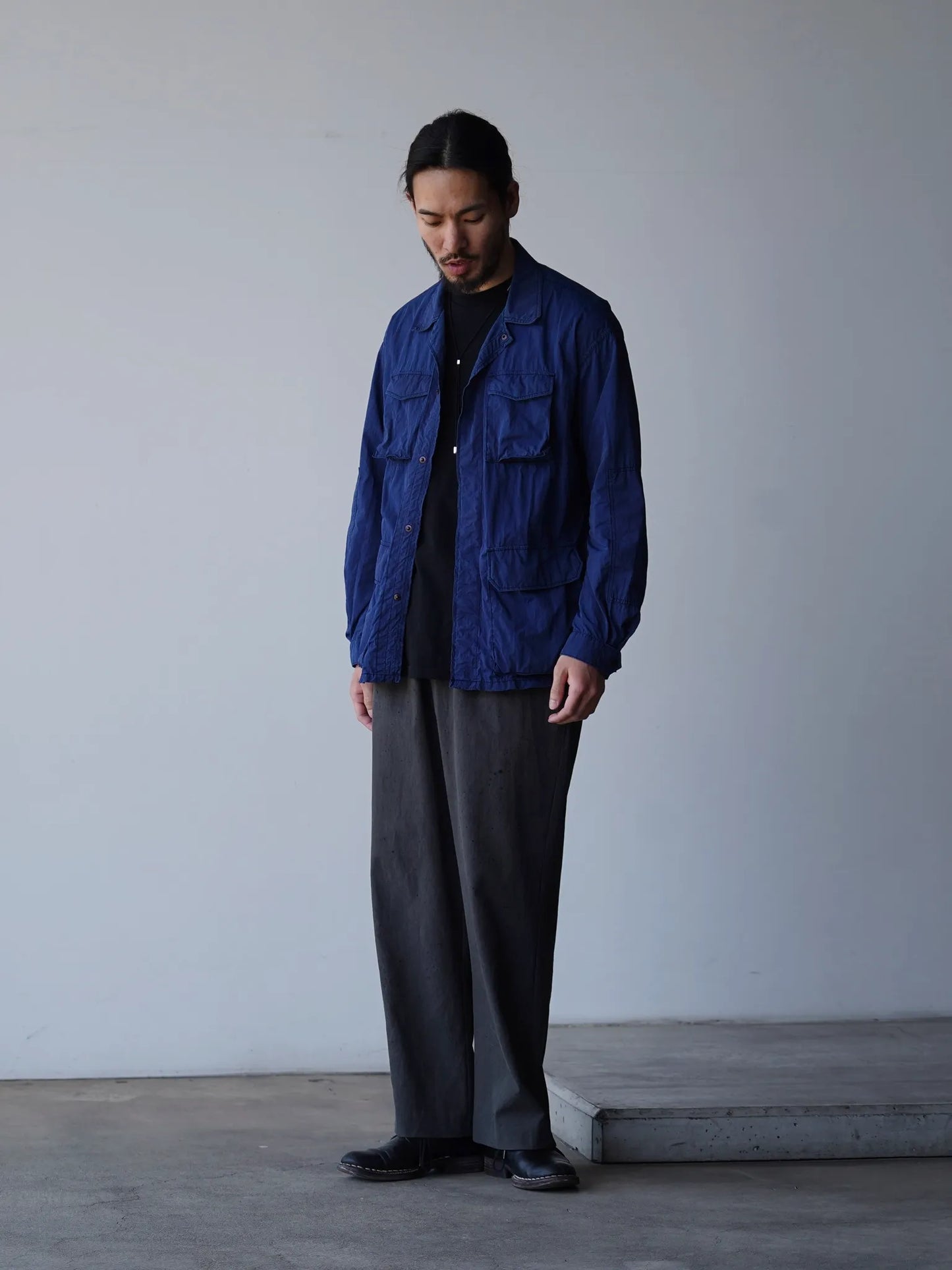 THE NULABEL | GARMENT DYED BDU JACKET NATURAL INDIGO