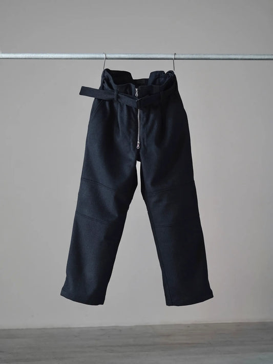 山内 | ウォッシュドウールシャギー・ツナギパンツ black shaggy