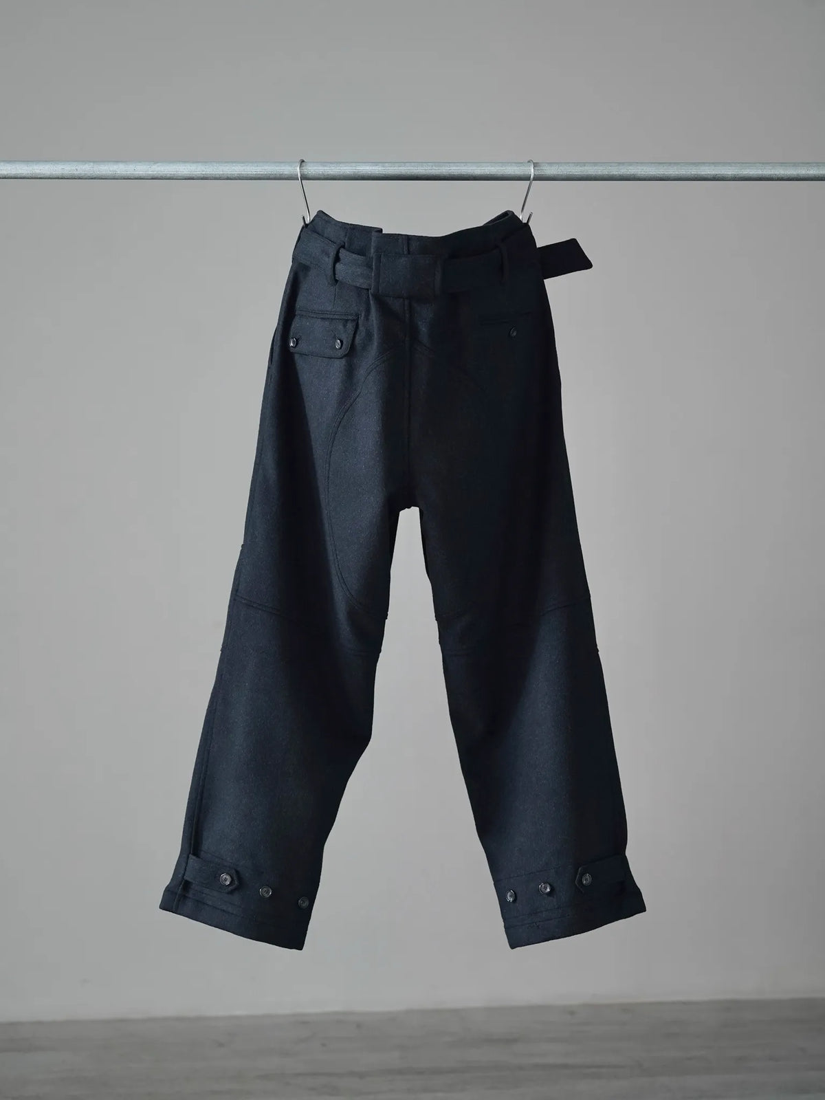 山内 | ウォッシュドウールシャギー・ツナギパンツ black shaggy