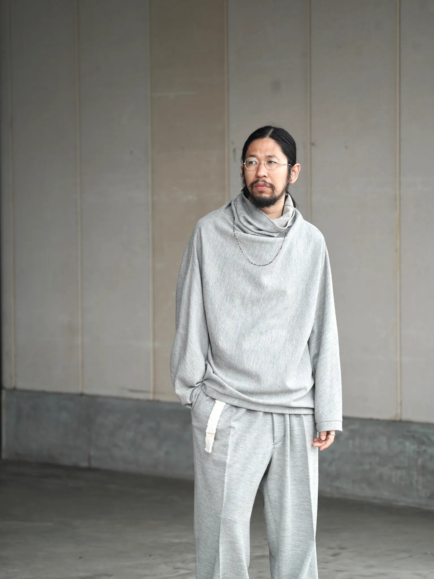 nonnotte | Draping H/N Long-Sleeve pullover Toasted Oatmeal