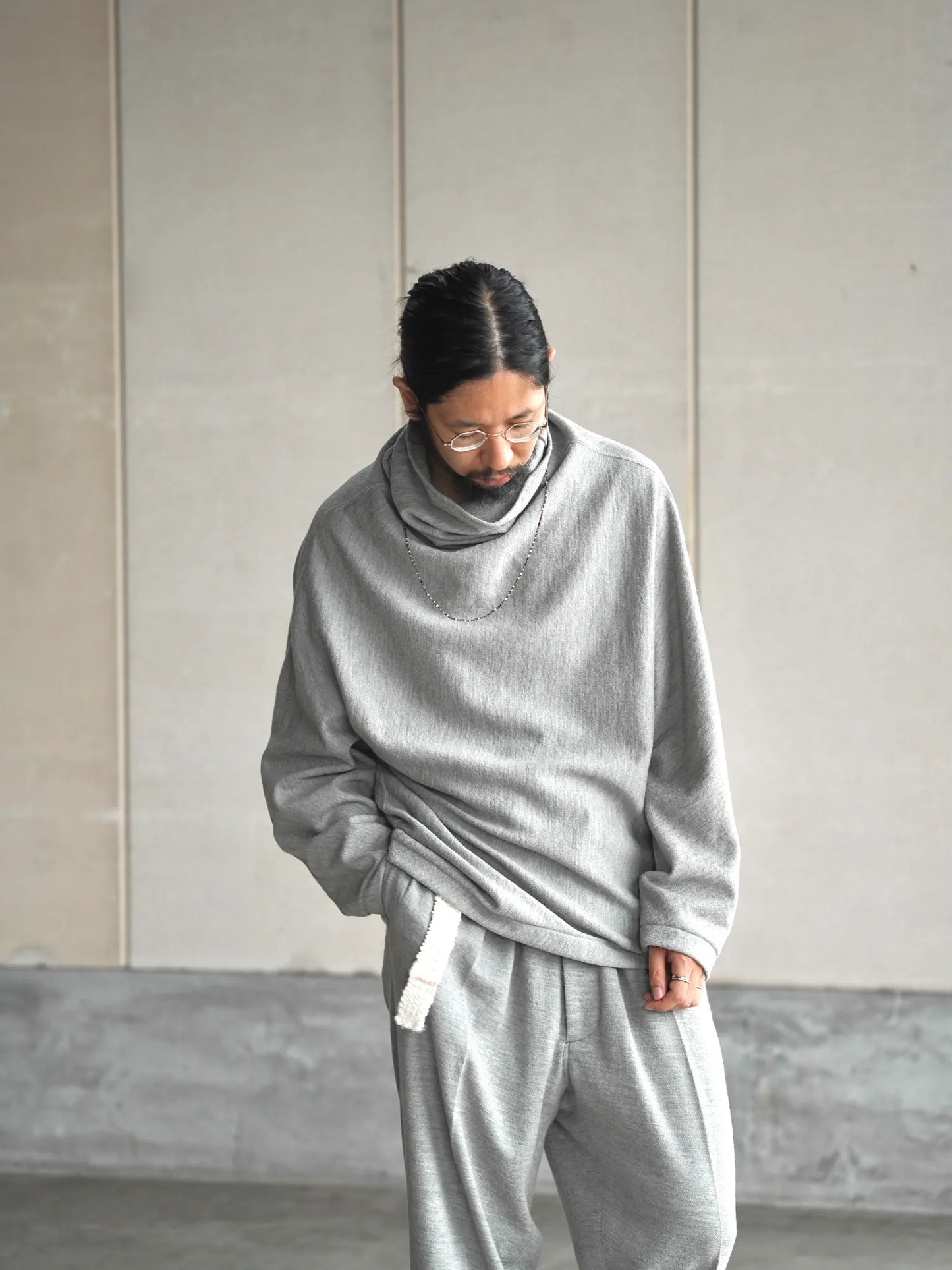 nonnotte | Draping H/N Long-Sleeve pullover Toasted Oatmeal
