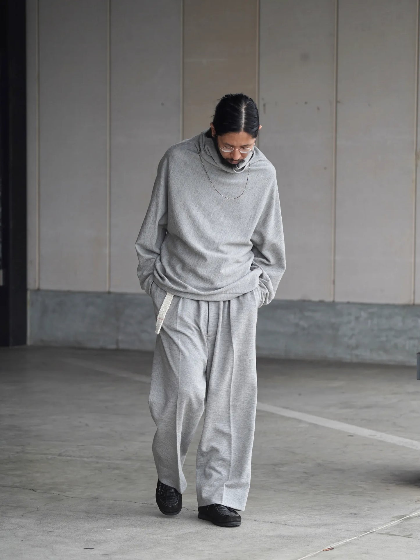 nonnotte | Draping H/N Long-Sleeve pullover Toasted Oatmeal