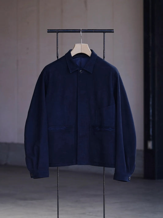 SARTO | [METIS GOAT SUEDE LEATHER] LEATHER JACKET INK NAVY