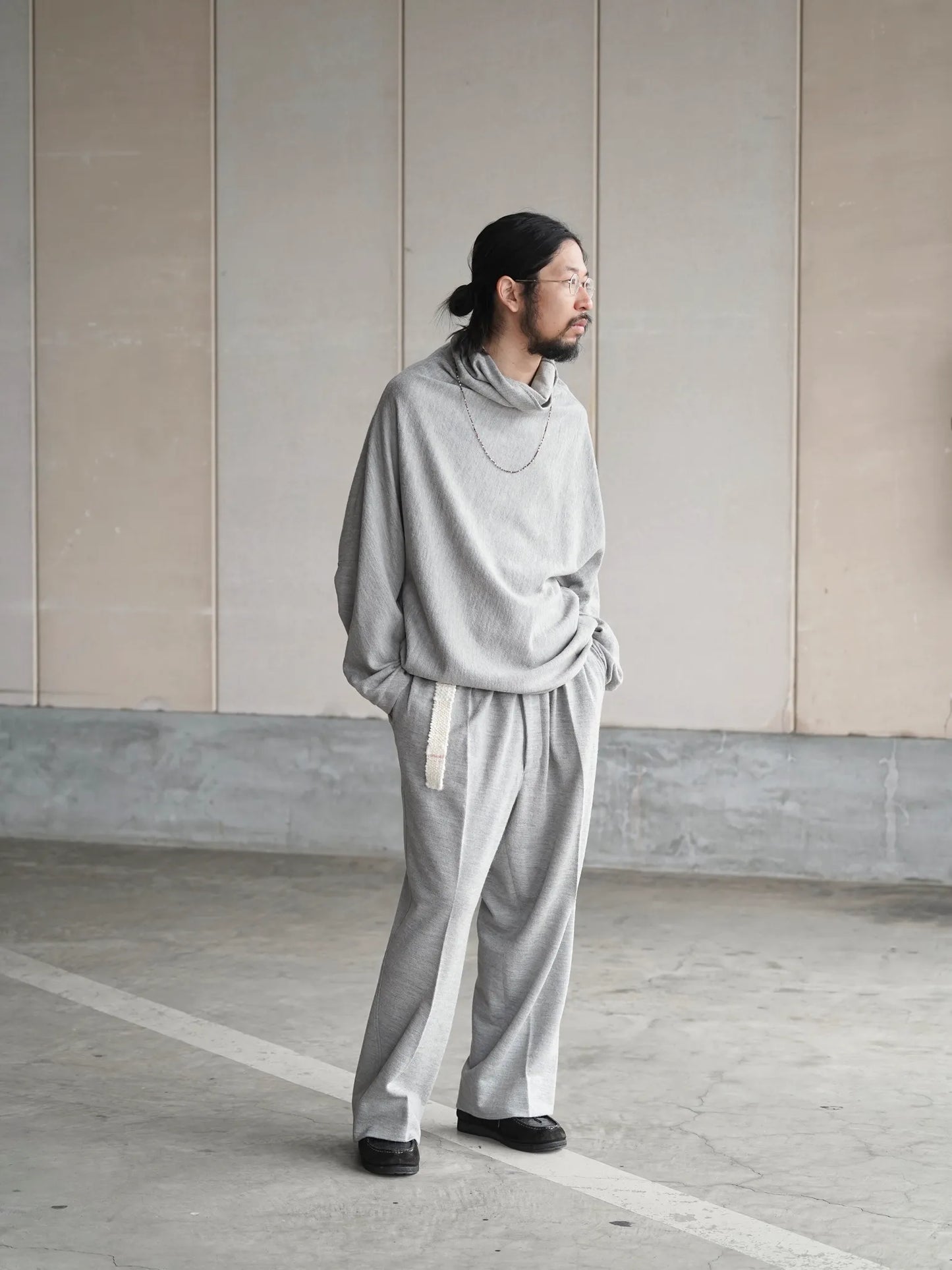 nonnotte | Draping H/N Long-Sleeve pullover Toasted Oatmeal