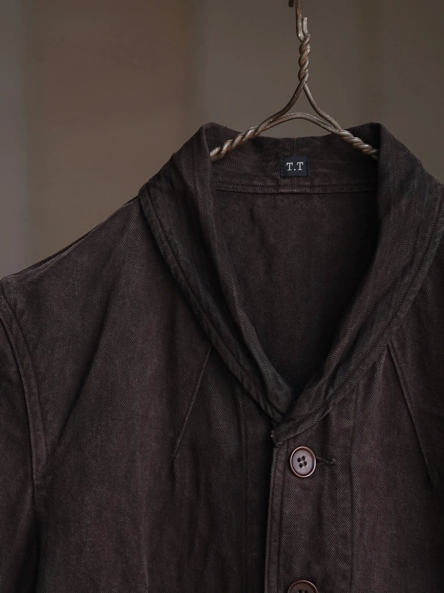 T.T | LOT.327 MODIFIED SHAWL COLLAR JACKET Mud Dyed Brown