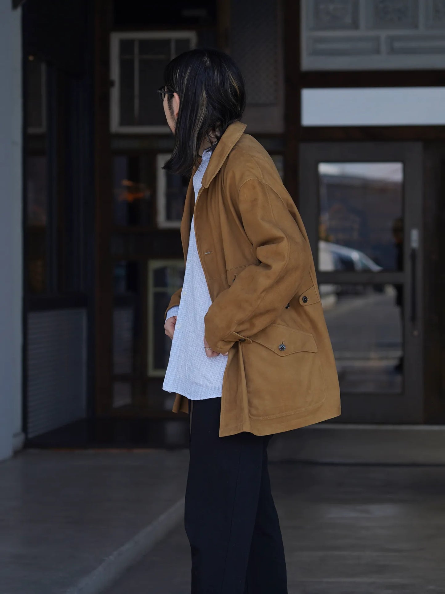 SARTO | [METIS GOAT SUEDE LEATHER] LEATHER HALF COAT BROWN GOLD