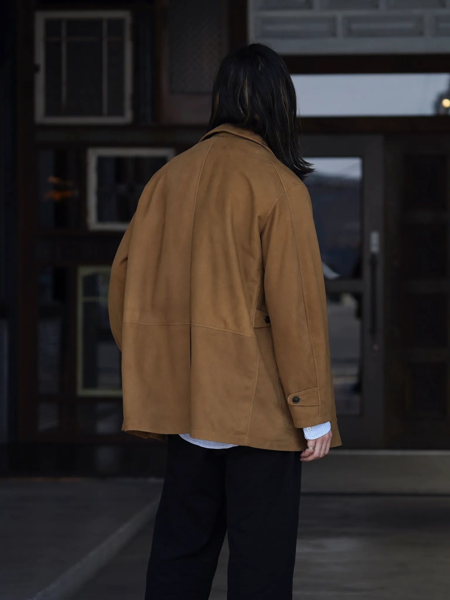 SARTO | [METIS GOAT SUEDE LEATHER] LEATHER HALF COAT BROWN GOLD