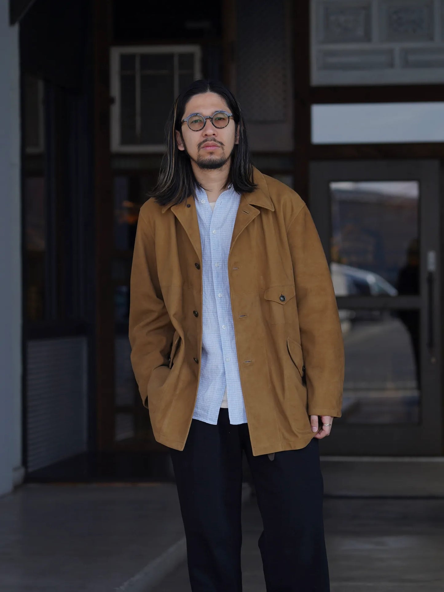 SARTO | [METIS GOAT SUEDE LEATHER] LEATHER HALF COAT BROWN GOLD