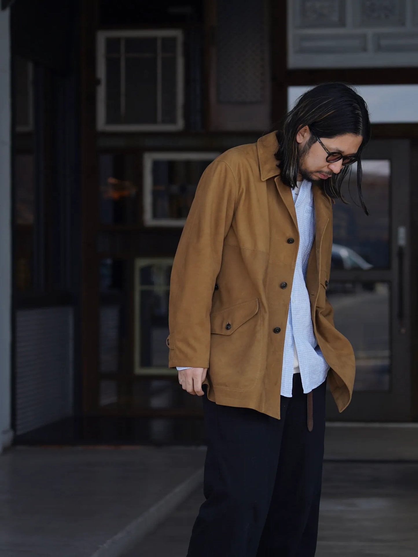 SARTO | [METIS GOAT SUEDE LEATHER] LEATHER HALF COAT BROWN GOLD