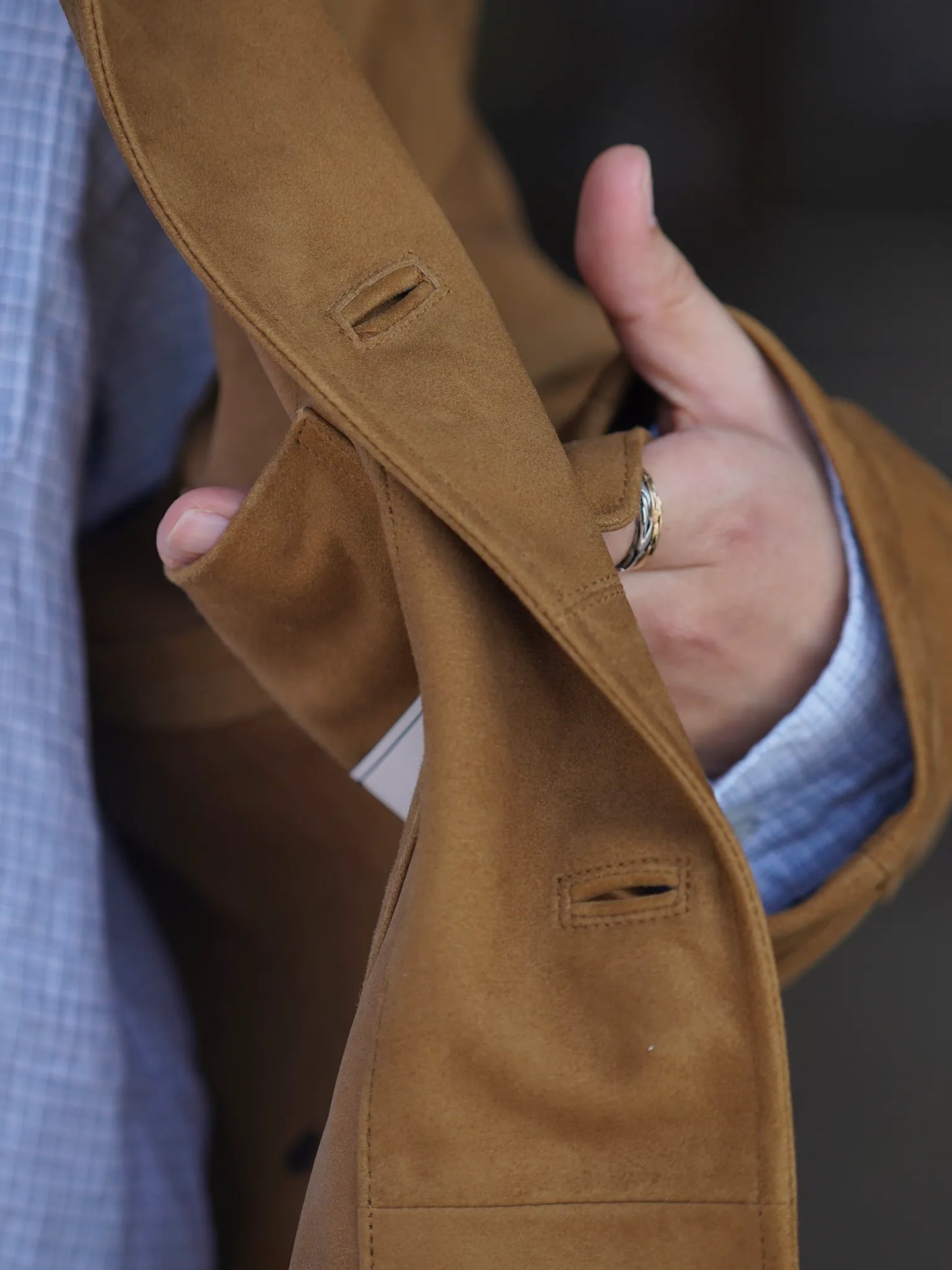 SARTO | [METIS GOAT SUEDE LEATHER] LEATHER HALF COAT BROWN GOLD