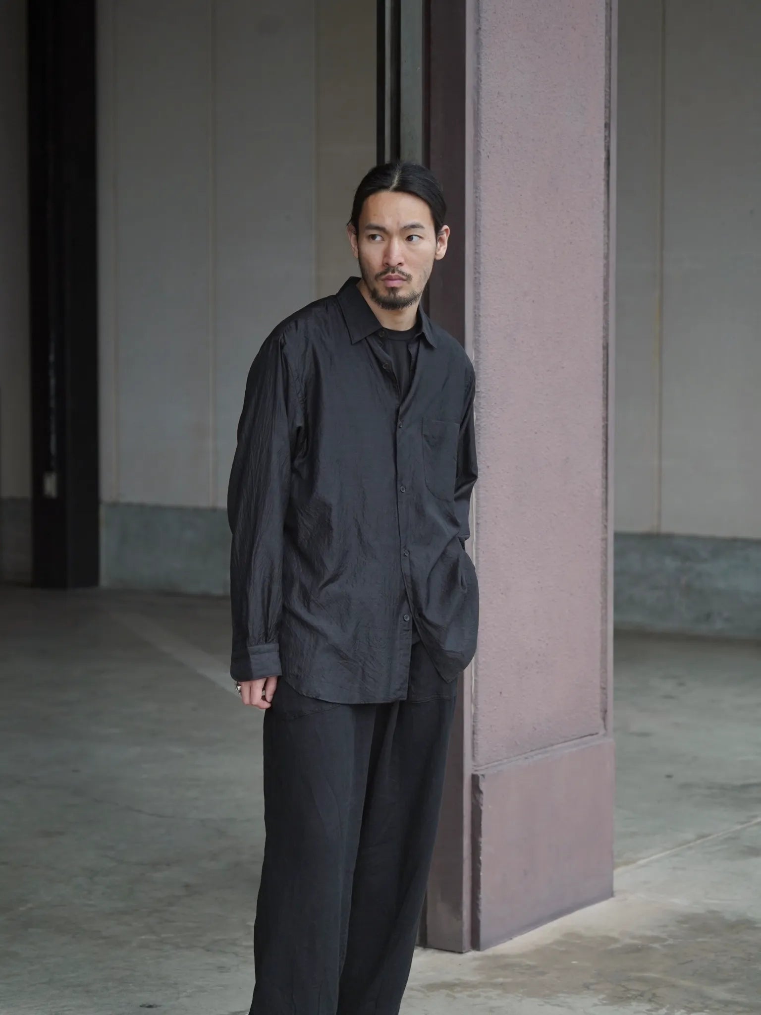 COMOLI ウールシルク コモリシャツ CHARCOAL | CASANOVA&CO