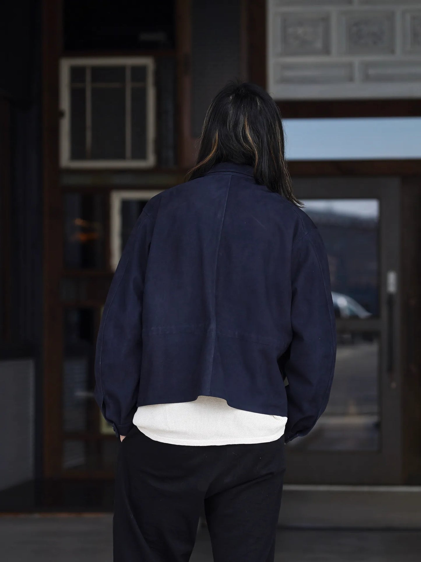 SARTO | [METIS GOAT SUEDE LEATHER] LEATHER JACKET INK NAVY