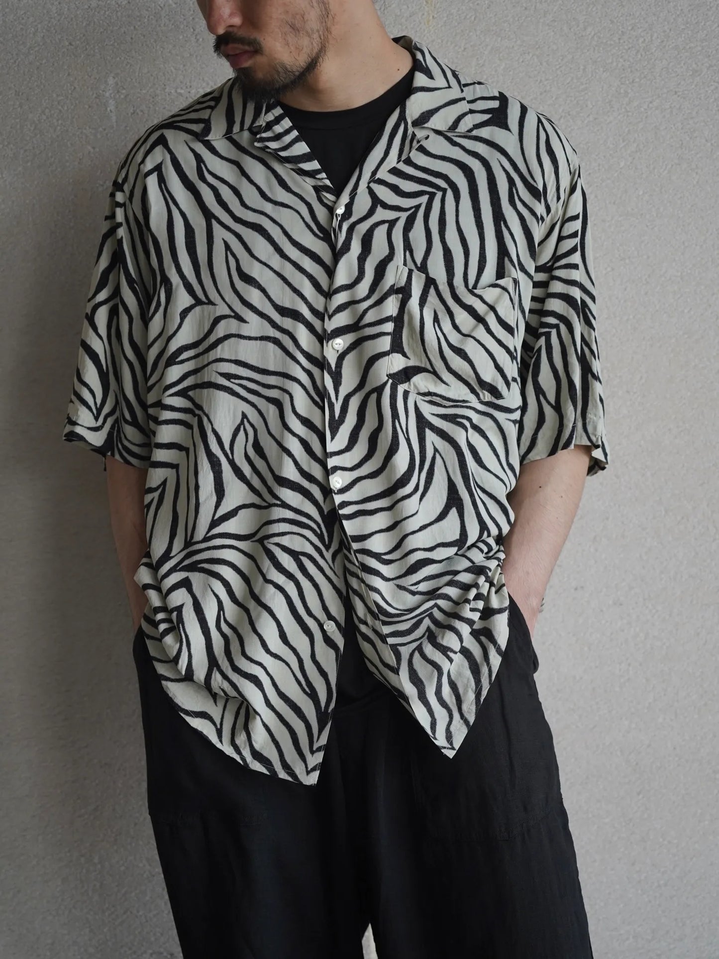 COMOLI | ZEBRA 半袖オープンカラーシャツ ZEBRA